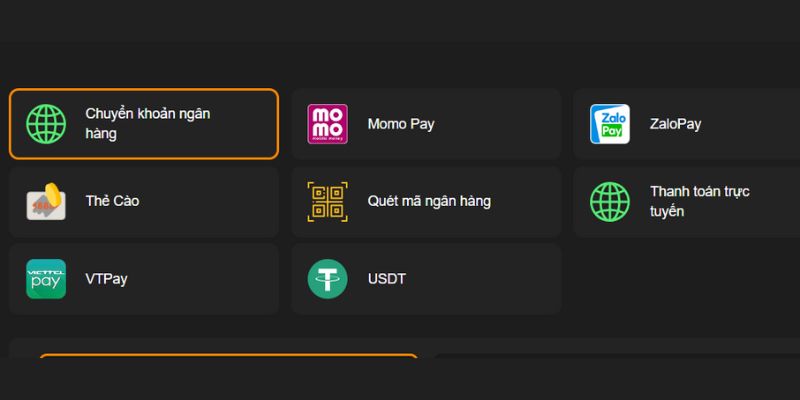 Sân chơi hỗ trợ đa dạng các phương thức giao dịch thanh toán 